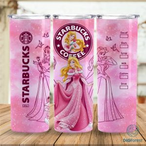 Disney Aurora Princess Coffee 20 oz Skinny Tumbler Sublimation Design | Sleeping Beauty Straight & Tapered Tumbler Wrap | Instant Digital Download