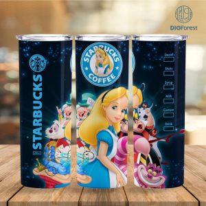 Disney Alice in Wonderland Coffee 20 oz Skinny Tumbler Sublimation Design | Alice Straight & Tapered Tumbler Wrap | Instant Digital Download
