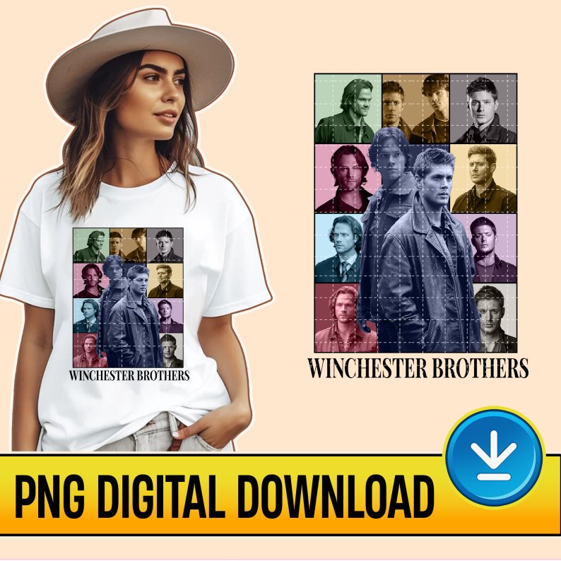 Winchester Brothers Eras Style Png | Supernatural Png | Dean Winchester Wean Winchester Png | Vintage Supernatural Png | Instant Download