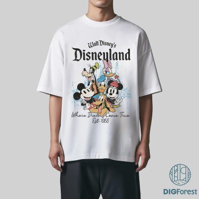 Disney Where Dreams Come True PNG – Disneyland Est 1955 California Trip, Mickey & Friends Sublimation Design