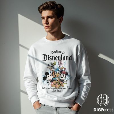 Disney Where Dreams Come True PNG – Disneyland Est 1955 California Trip, Mickey & Friends Sublimation Design