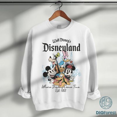 Disney Where Dreams Come True PNG – Disneyland Est 1955 California Trip, Mickey & Friends Sublimation Design