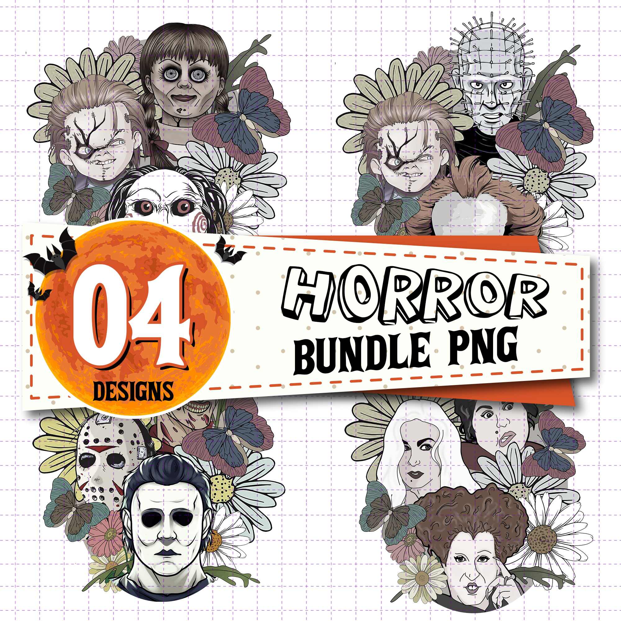 Halloween Floral Horror PNG – Horror Movie Florals PNG, Horror Characters PNG, Digital Download PNG, Sublimation Transfer PNG Halloween Floral Horror PNG – Horror Movie Florals PNG, Horror Characters PNG, Digital Download PNG, Sublimation Transfer PNG