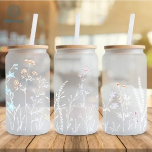 Glass Can Wrap Png | Wildflowers Can Glass Wrap | 16oz Glass Can Wrap Instant Download | Flower PNG | Floral Tumbler png | Wildflower png
