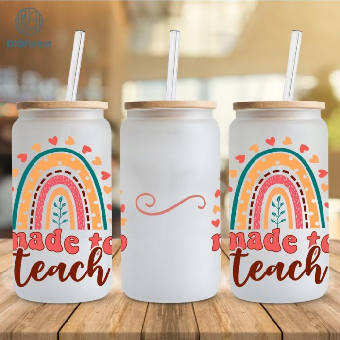 Teacher Glass Can 16oz Wrap, Coffee Glass Wrap PNG, Glass Can Gift For Teacher, 16oz Can Glass, Libbey Can Wrap, Back To School Gift