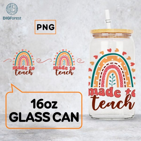 Teacher Glass Can 16oz Wrap, Coffee Glass Wrap PNG, Glass Can Gift For Teacher, 16oz Can Glass, Libbey Can Wrap, Back To School Gift