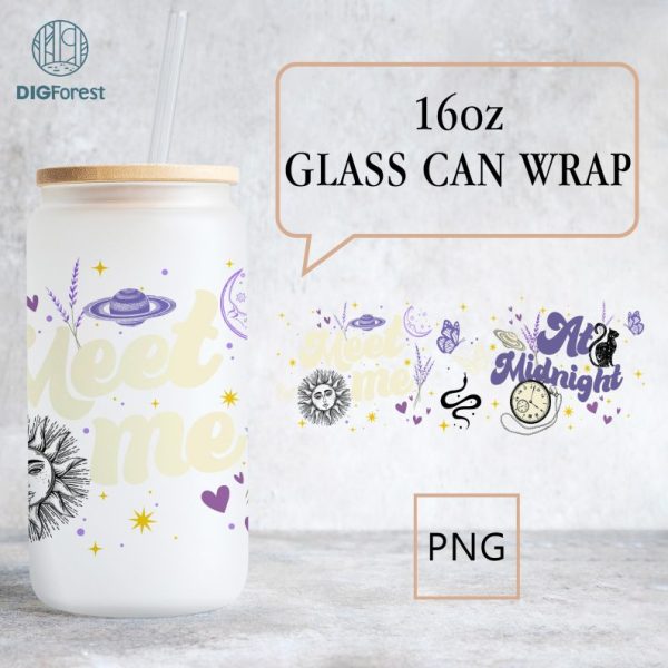 Meet Me At Midnight Glass Can Wrap | Glass Can Wrap Png | 16oz Glass Can Wrap | Eras Merch Png | Midnights Concert Glass Can Wrap PNG