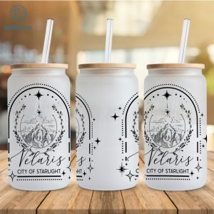 Velaris City Of Starlight 16oz Glass Can Wrap Digital PNG, Velaris Can Glass, Iced Coffee Cup, 16oz Libbey Glass Can Wrap, Book Lover Gift