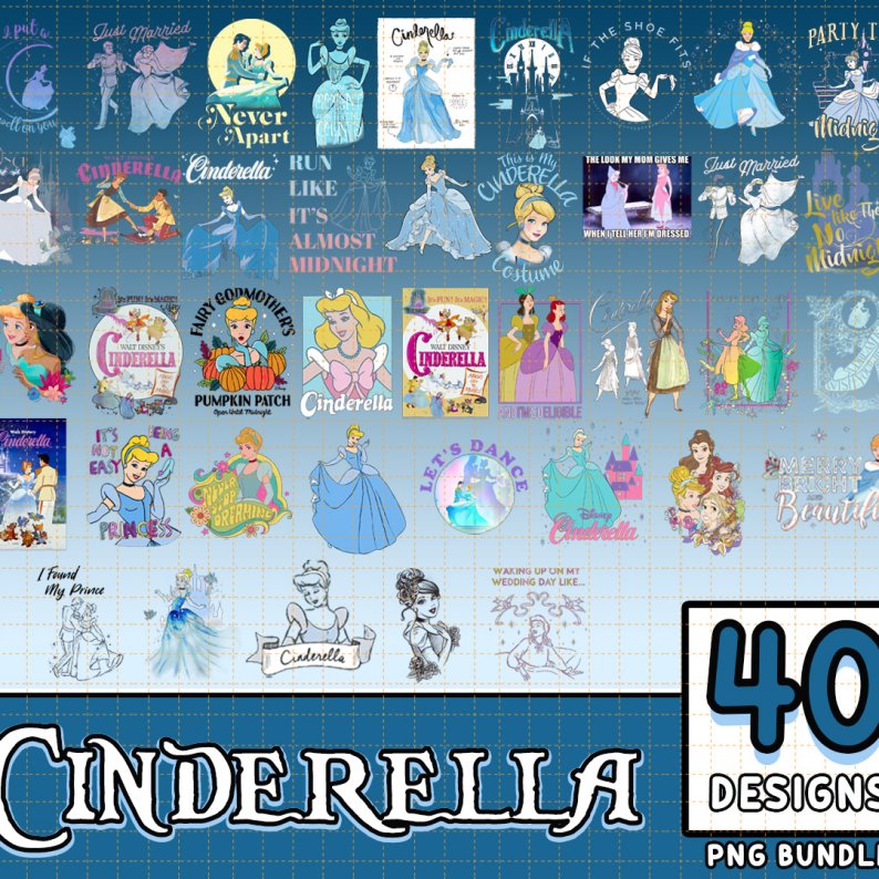 Disney Cinderella Princess 40 Design Bundle Png | Cinderella Png | Cinderella Movie Png | Princess Cinderella Digital Download