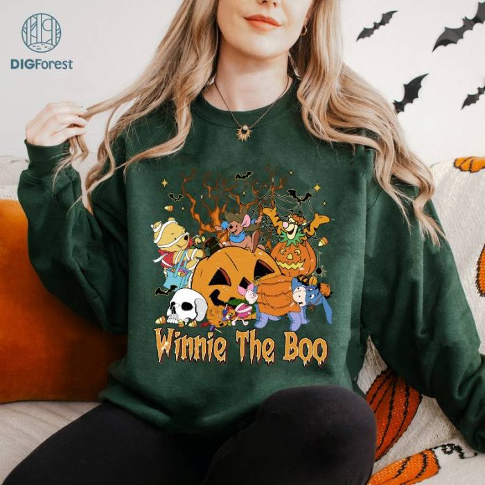 Disney Vintage Winnie The Pooh Halloween Png, Pooh And Friends Halloween PNG, Trick Or Treat, Spooky Season Halloween Sublimation Design