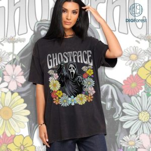 Vintage Horror Characters Shirt | Vintage Horror Characters PNG | Floral Halloween Characters Design | Scary Movie Characters PNG | Horror Friends | Digital Print
