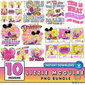 Lizzie McGuire 10 Designs Bundle Png | Lizzie McGuire Cartoon Png | This Is What Dreams Are Made Of Png | Magic Kingdom Png | Family Trip