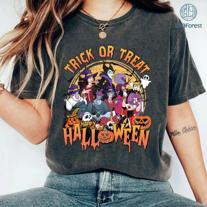 Disney Villains Halloween Trick Or Treat Sublimation Png | Ursula Maleficent Evil Queen Halloween | Mickey's Not So Scary Halloween | Digital Download