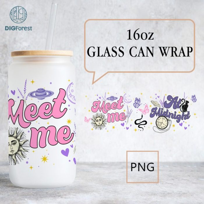 Glass Can Wrap Png | Meet Me At Midnight Glass Can Wrap | 16oz Glass Can Wrap | Eras Merch Png | Midnights Concert Glass Can Wrap PNG