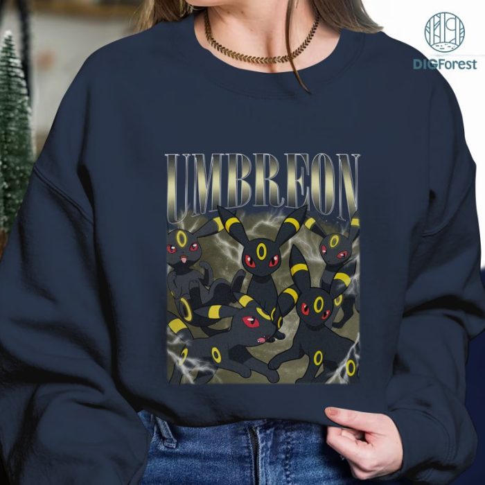 Umbreon Vintage Graphic Shirt, Umbreon Vintage Graphic T Shirt, Pocket Monster Homage TV Shirt, Eeveelution Bootleg Rap Shirt, Graphic Tees For Women Trendy