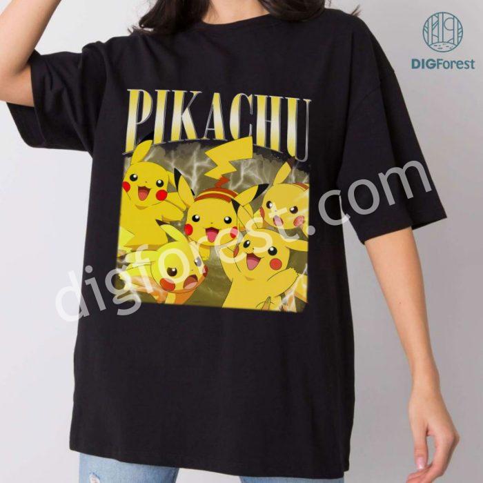 Pikachu Vintage Graphic Shirt, Pikachu Vintage Graphic PNG File, Pocket Monster Homage TV Shirt, Pikachu Bootleg Rap Shirt, Sublimation Designs, Instant Download