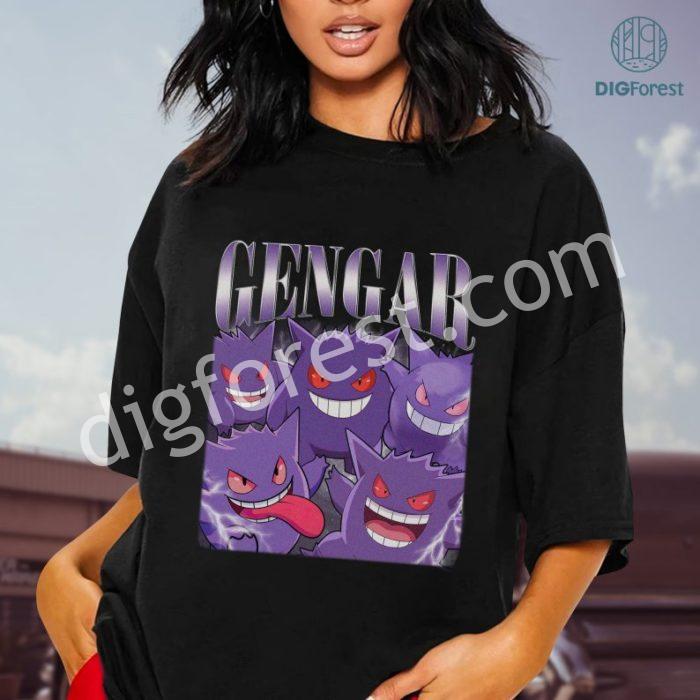 Gengar Vintage Graphic Shirt, Gengar Vintage Graphic PNG File, Pocket Monster Homage TV Shirt, Gengar Bootleg Rap Shirt, Sublimation Designs, Instant Download