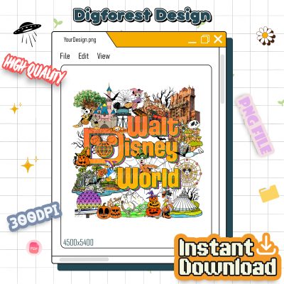 Walt Disney World Halloween PNG, Vintage Disneyland Castle PNG, Epcot Animal Kingdom Hollywood Studios Design