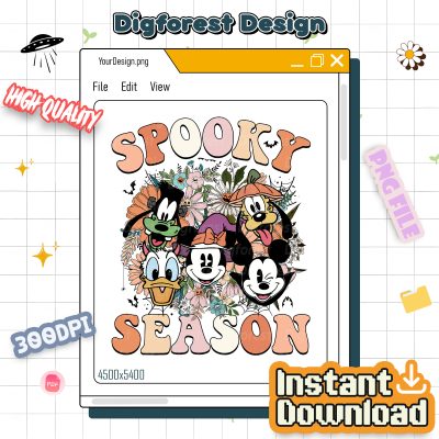 Disney Mickey Spooky Season Halloween PNG – Mickey Boo, Not So Scary, Trick or Treat Sublimation Design PNG