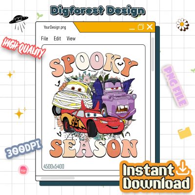 Disney Cars Spooky Season Halloween PNG – Trick or Treat, Mickey’s Not So Scary, Halloween Sublimation Design PNG