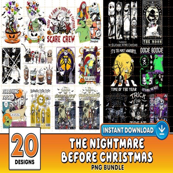 Nightmare Before Christmas Clipart Png, Horror Halloween Png File, Jack Skellington Halloween Bundle, Jack And Sally Png, Instant Download