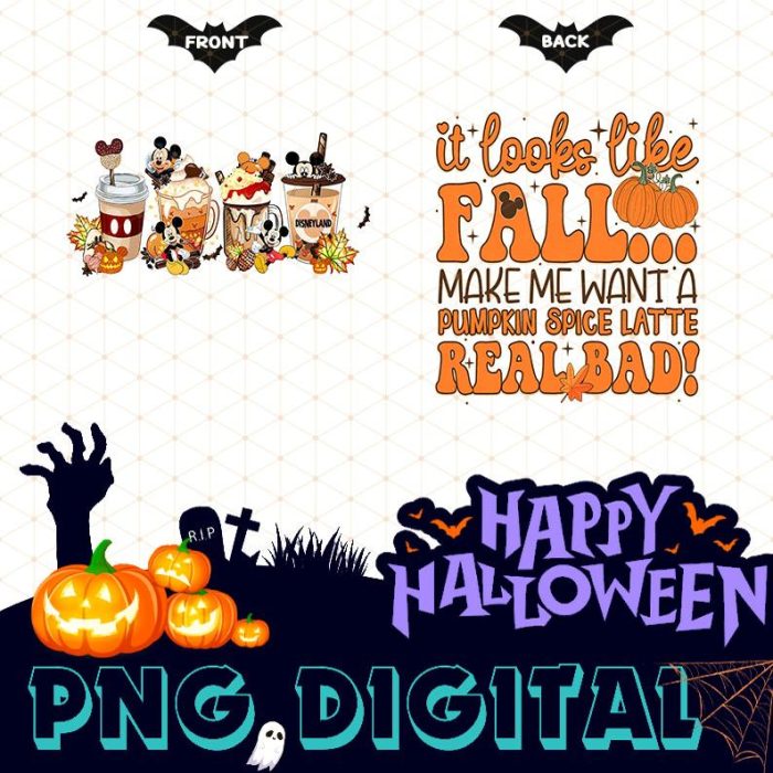 Disney Mickey Mouse Halloween Coffee Png, Magic Castle Halloween, Mickey Latte Drink Fall Coffee Png, Disneyland Family Vacation Sublimation Design