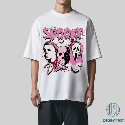 Horror Characters Checkered Spooky Vibes PNG – Michael Myers, Ghost Face, Jason, Scary Movie Halloween PNG