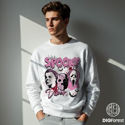 Horror Characters Checkered Spooky Vibes PNG – Michael Myers, Ghost Face, Jason, Scary Movie Halloween PNG