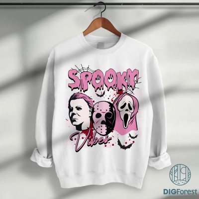 Horror Characters Checkered Spooky Vibes PNG – Michael Myers, Ghost Face, Jason, Scary Movie Halloween PNG