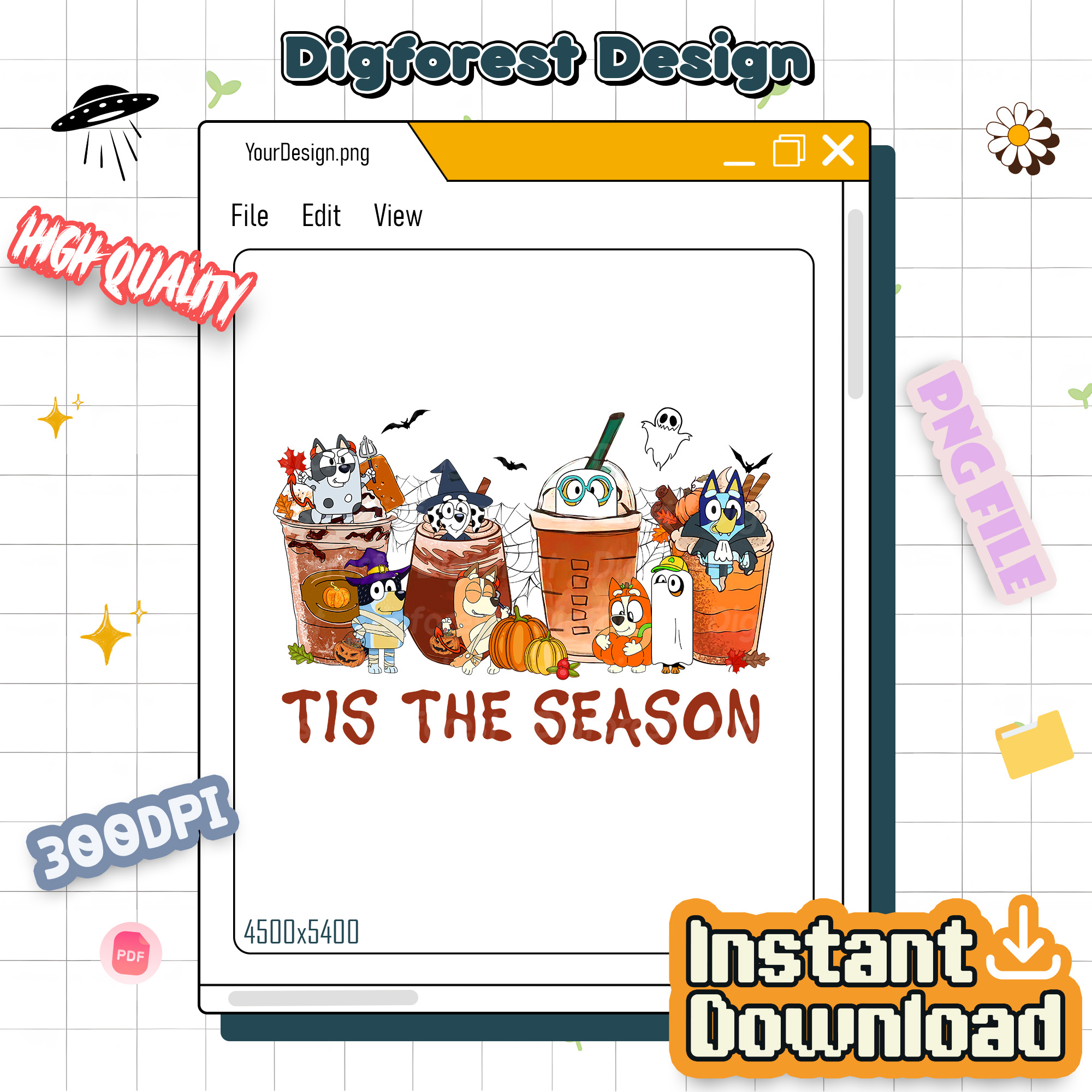 Bluey Halloween PNG – Tis the Season, Coffee & Family Design, Fall Autumn Sublimation, Happy Heelerween PNG Bluey Halloween PNG – Tis the Season, Coffee & Family Design, Fall Autumn Sublimation, Happy Heelerween PNG