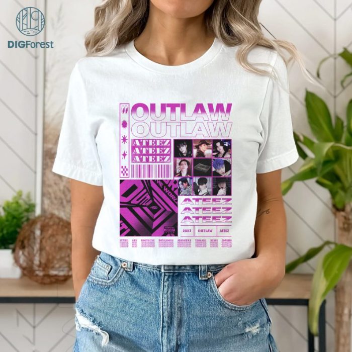 ATEEZ Kpop Shirt | ATEEZ Kpop Png File | Outlaw Tee v1 | Hongjoong Seonghwa Yunho Yeosang San Mingi Wooyoung Jongho Shirt