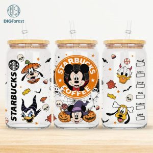 Instant Download, Disney Mickey Trick Or Treat Glass Can Wrap, Spooky Season PNG, Mickeys Not So Scary PNG, Halloween Masquerade, Mouse Head PNG