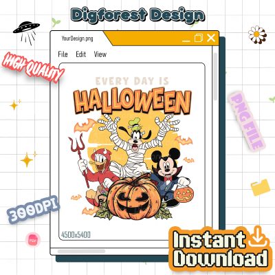 Disney Mickey & Friends Everyday is Halloween PNG – Retro Mickey, Pumpkin Spice, Spooky Season, Trick or Treat PNG