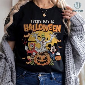 Disney Mickey and Friends Everyday is Halloween Pumpkin Spice Shirt | Retro Mickey Halloween Png | Spooky Season Shirt | Trick or Treat Shirt