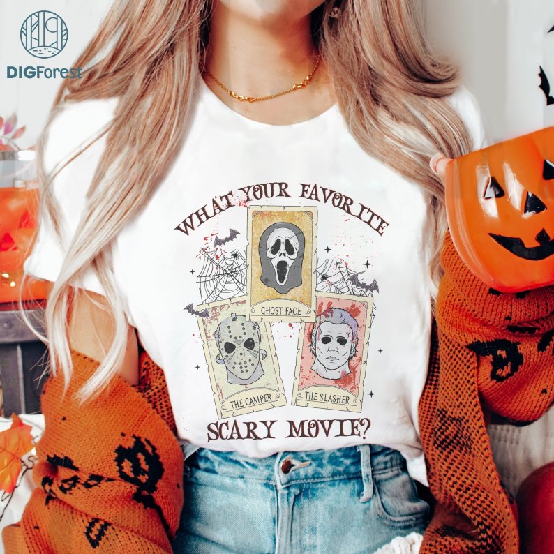 Horror Characters Tarot Card Shirt, Horror Characters Tarot Card PNG, Horror Friends Png, Horror Halloween, Halloween Png, Friends Character Horror,Horror Movie Sublimation Png