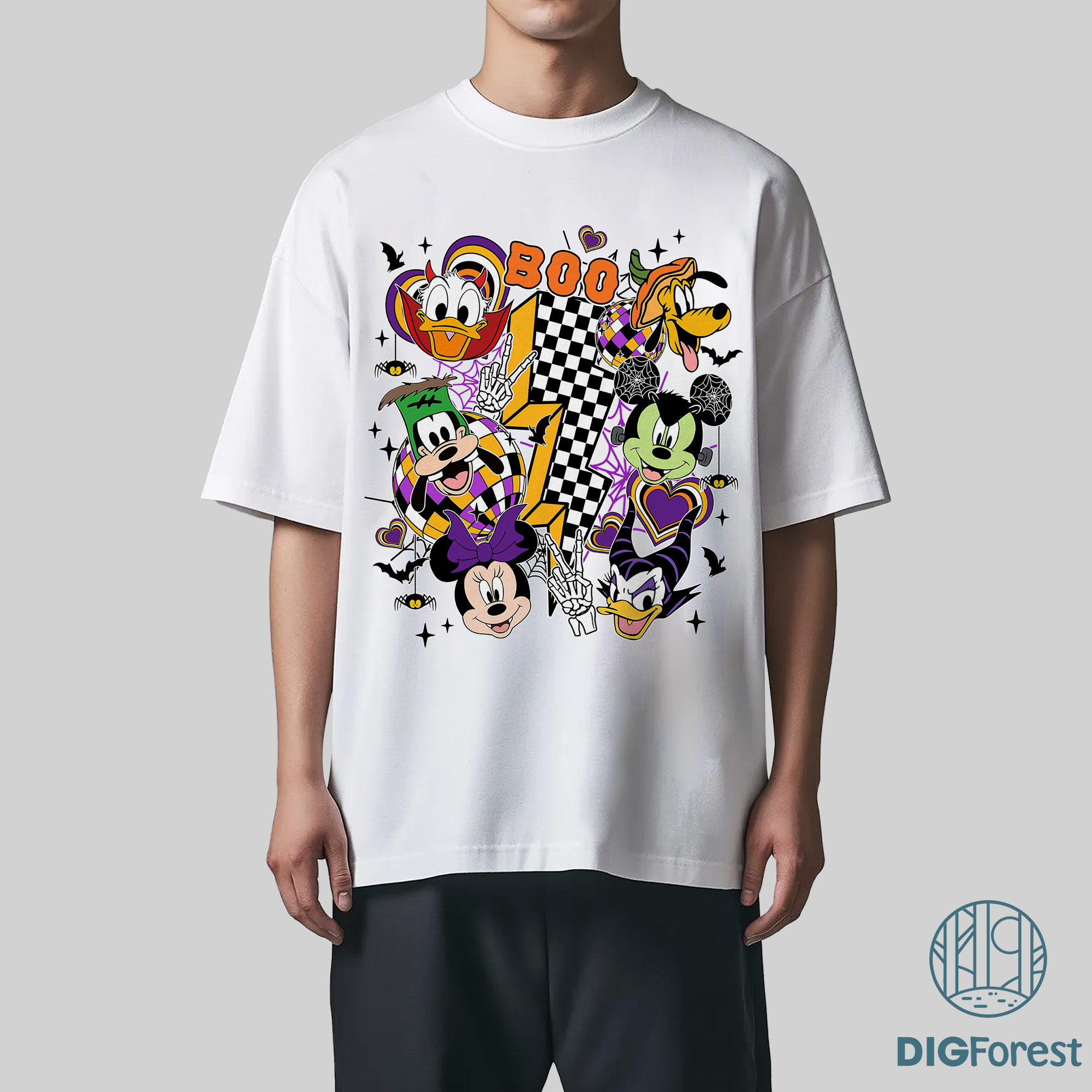 Retro Mickey and Friends Halloween Shirt - Checkered Boo Tee, Disney Halloween Outfit, Mickey Halloween Party Retro Mickey and Friends Halloween Shirt - Checkered Boo Tee, Disney Halloween Outfit, Mickey Halloween Party