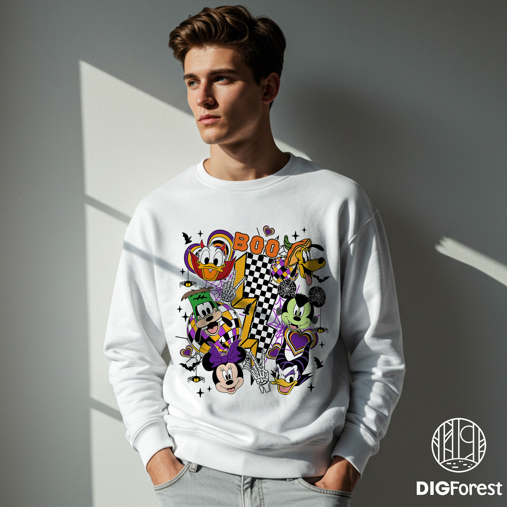 Retro Mickey and Friends Halloween Shirt - Checkered Boo Tee, Disney Halloween Outfit, Mickey Halloween Party Retro Mickey and Friends Halloween Shirt - Checkered Boo Tee, Disney Halloween Outfit, Mickey Halloween Party