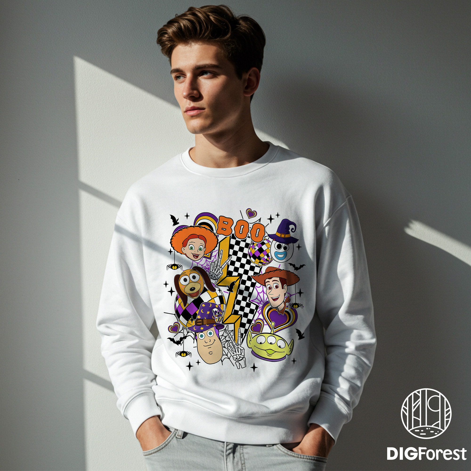 Disney Retro Toy Story Halloween Shirt - Checkered Boo Tee, Buzz Lightyear Woody Jessie Aliens, Halloween Skeleton Outfit Disney Retro Toy Story Halloween Shirt - Checkered Boo Tee, Buzz Lightyear Woody Jessie Aliens, Halloween Skeleton Outfit