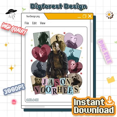 Jason Voorhees Eras Tour PNG – Retro Halloween Clipart, Scary Movie Characters Tee, Jason Designs