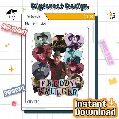 Vintage Freddy Krueger Eras Tour PNG – Horror Characters Sublimation File, Halloween Spooky Season PNG Design