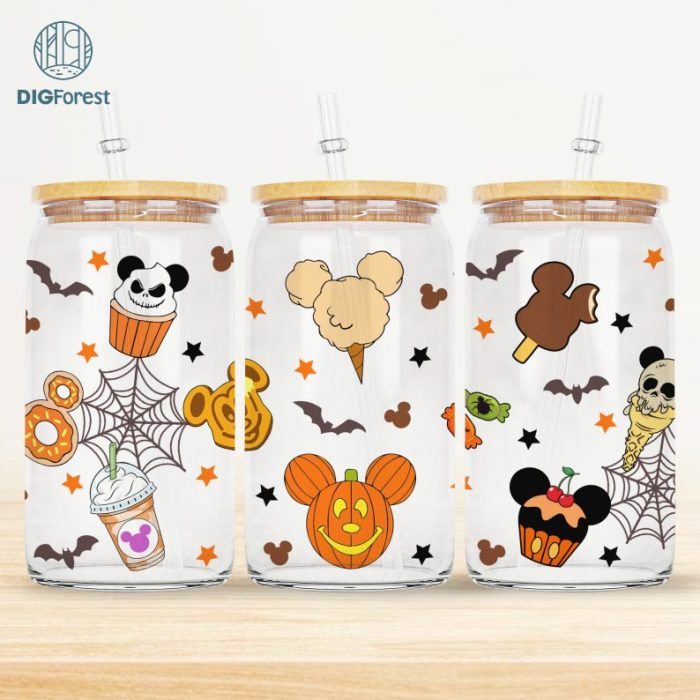 Pumpkin Mickey Mouse Heads Libbey Can Wrap, Trick Or Treat, Fall Sublimation, Fall Designs, Halloween Pumpkin Glass Can Wrap, Spooky Vibes