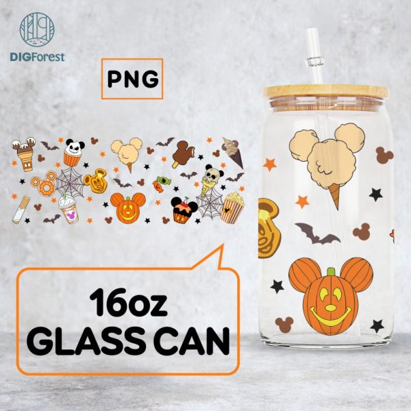 Pumpkin Mickey Mouse Heads Libbey Can Wrap, Trick Or Treat, Fall Sublimation, Fall Designs, Halloween Pumpkin Glass Can Wrap, Spooky Vibes