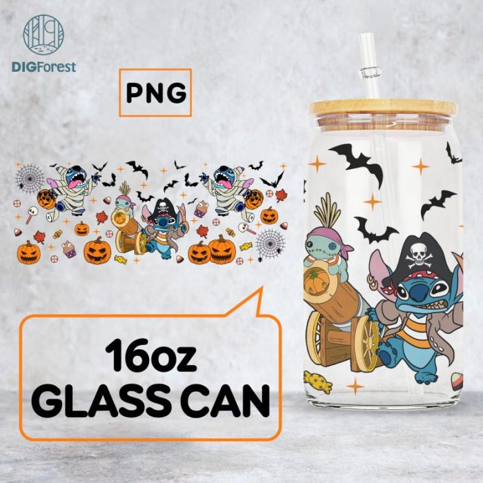 Horror Stitch Glass Can Wrap | Halloween Stitch Glass Can Wrap | Horror Stitch PNG | Glass Can Wrap PNG | Trick Or Treat Glass Can Wrap