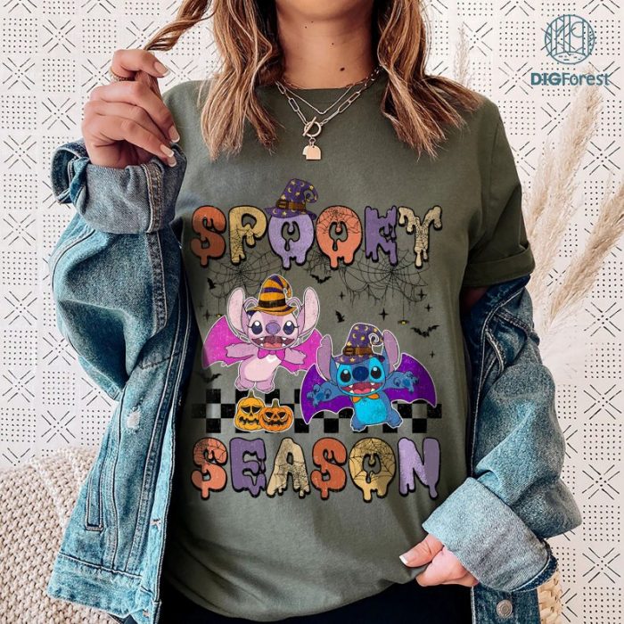 Disney Spooky Season Halloween Shirt, Stitch and Angle Halloween Shirt, Halloween Stitch Witch Shirt, Halloween Party Shirt, Spooky Season Halloween Png, Stitch and Angle Halloween Png, Spooky Season Halloween Digital Print, Instant Download