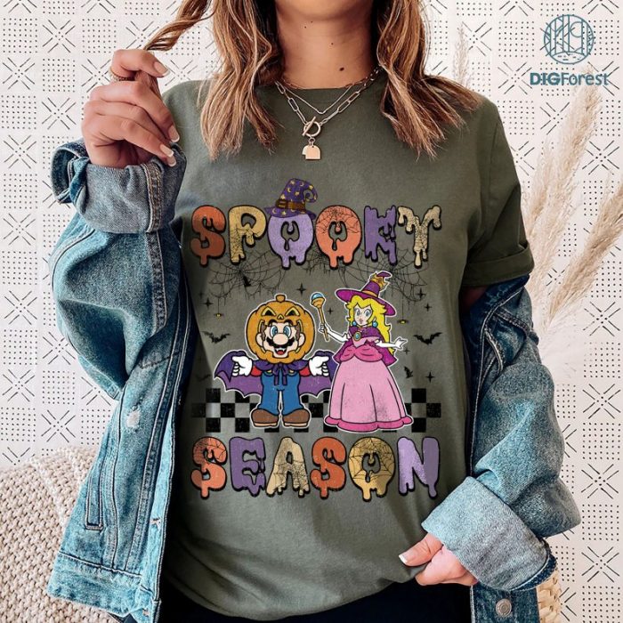 Mario Peach Princess Spooky Season Shirt, Mario Peach Princess Spooky Season PNG, Trick Or Treat Halloween Png, Mario Bros Happy Halloween, Spooky Season Halloween Digital Print