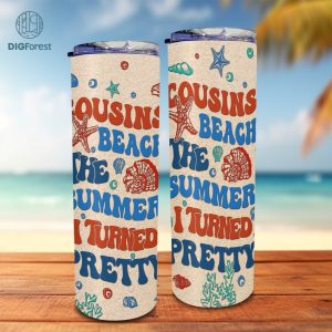 Summer Skinny Tumbler Wrap, The Summer I Turned Pretty Tumbler Wrap, Cousins Beach PNG, Cousins Beach Tumbler Sublimation Design
