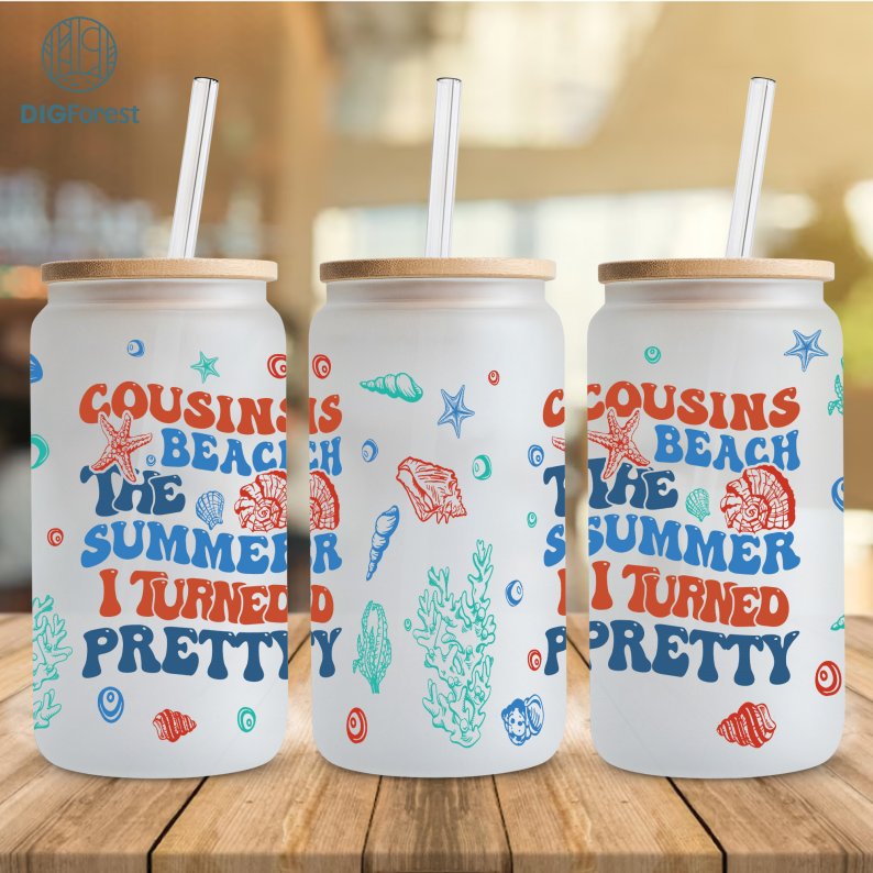 Cousins Beach Tumbler Sublimation Design, The Summer I Turned Pretty Png, 20 oz Skinny Tumbler Wrap, Summer Tumbler Wrap