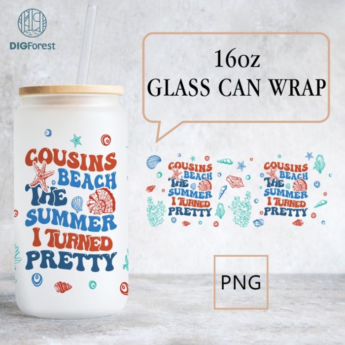 Cousins Beach Tumbler Sublimation Design, The Summer I Turned Pretty Png, 20 oz Skinny Tumbler Wrap, Summer Tumbler Wrap