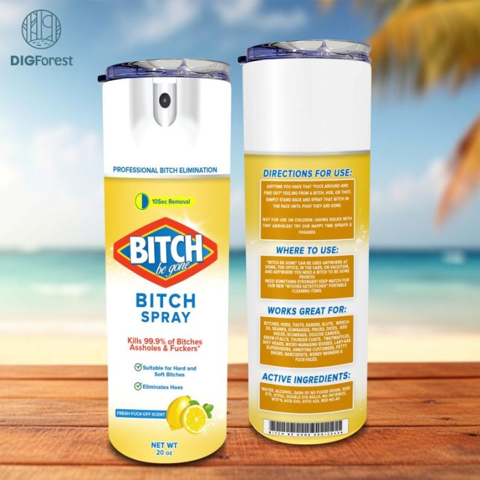 Bitch Be Gone Lemon, Bitch Be Gone 20oz Tumbler Wrap PNG File For Sublimation, Lemon Bitch Spray, Tumbler PNG, Download PNG