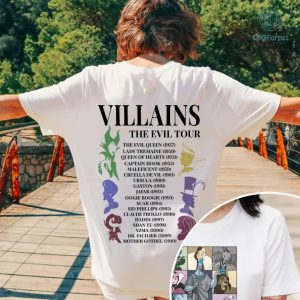 Disney Vintage Villains Evil Eras Style PNG Design, Retro Villains Characters Concert Music, Villains Evil Friends 2023 Matching Tour, Vintage Villains Evil Eras Shirt